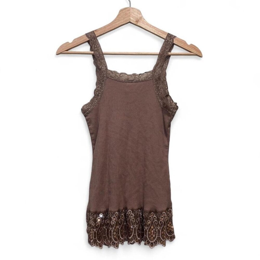 Y2K Ribbed Lace Trim Tank Top – Women’s Size M | Weaver Girl